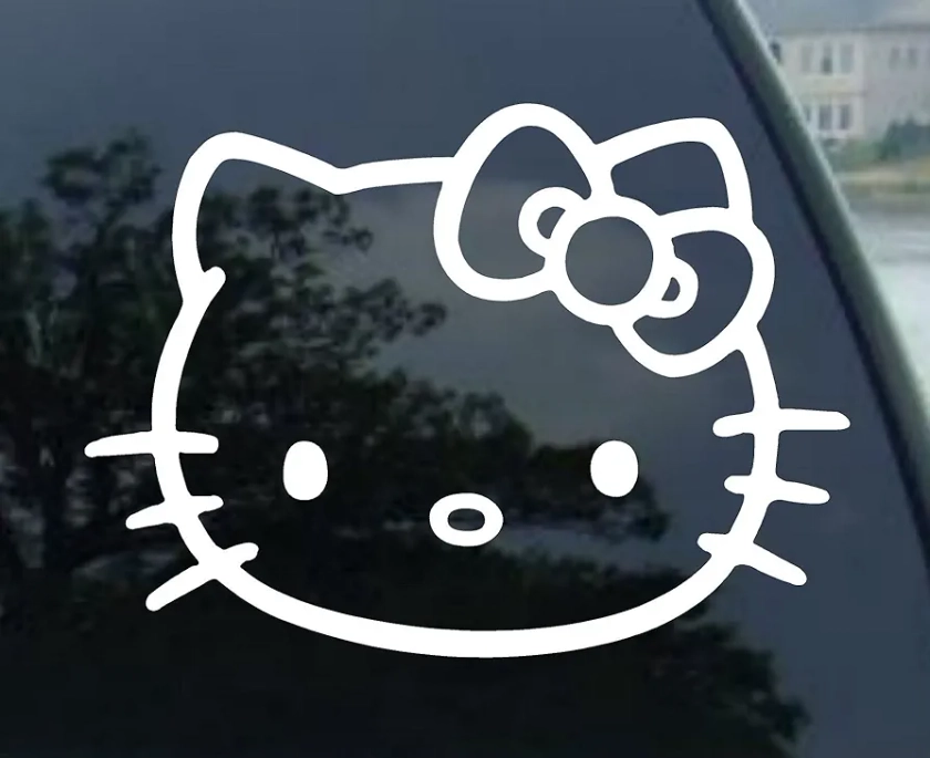 Window Vinyl Decal Sticker Hello Kitty Car Sticker (4" White)