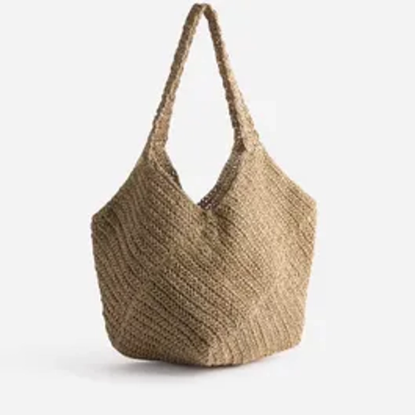 Sac TEXTO beige en raphia tressé