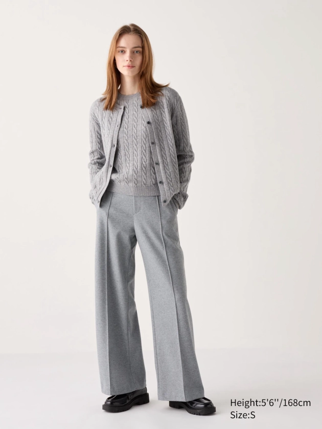 Pantalón felpa cepillada (ancho) para Mujer | UNIQLO ES