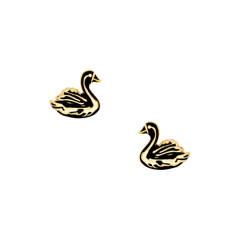 Little Rooms Black Swan Stud Earrings