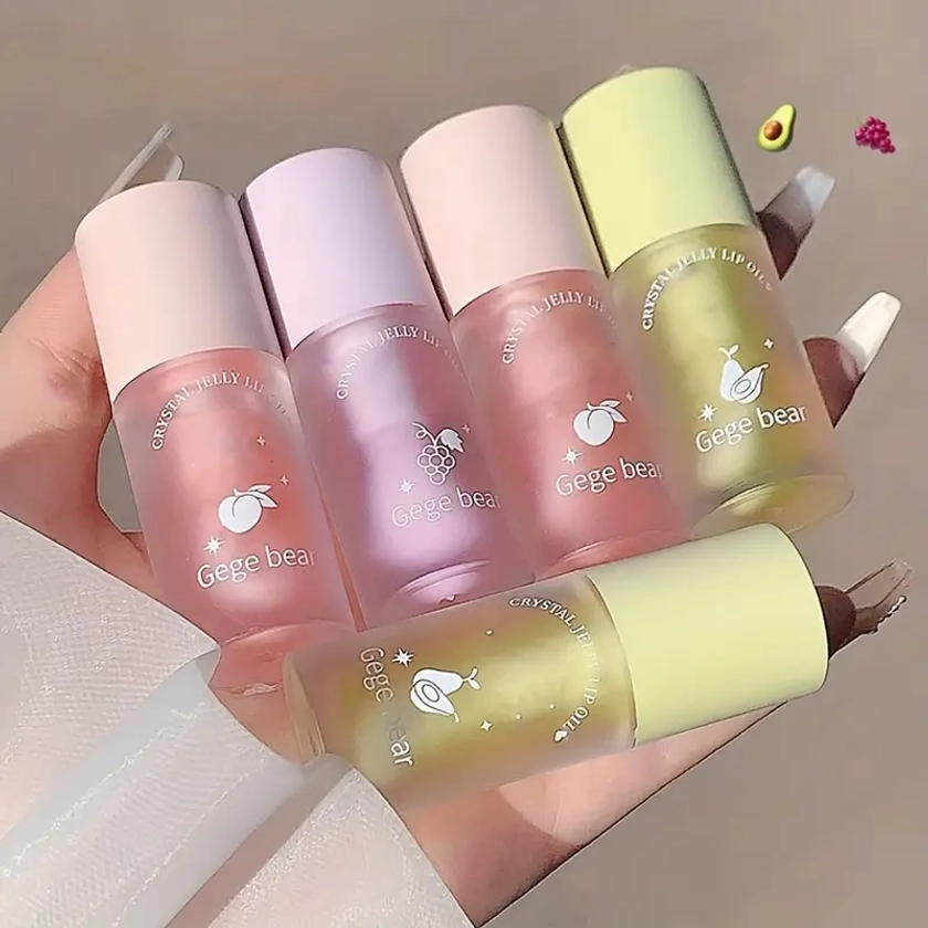Peach Flavored Watery Crystal Clear Jelly Lip Oil, Moisturizing And Lightening Lip Lines, Jelly Pout Lip Gloss, Glass Lip