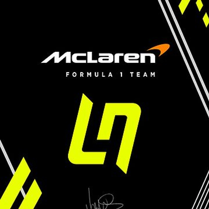 Coque iPhone avec l'œuvre « Housse Lando Norris pour smartphone noir | Équipe McLaren de Formule 1 » de l'artiste F1MemesAT