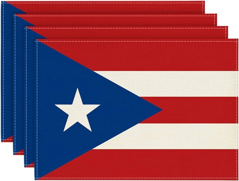 Artoid Mode Puerto Rican Placemats Set of 4, 12x18 Inch Seasonal Puerto Rico Table Mats for Party Kitchen Dining Decoration