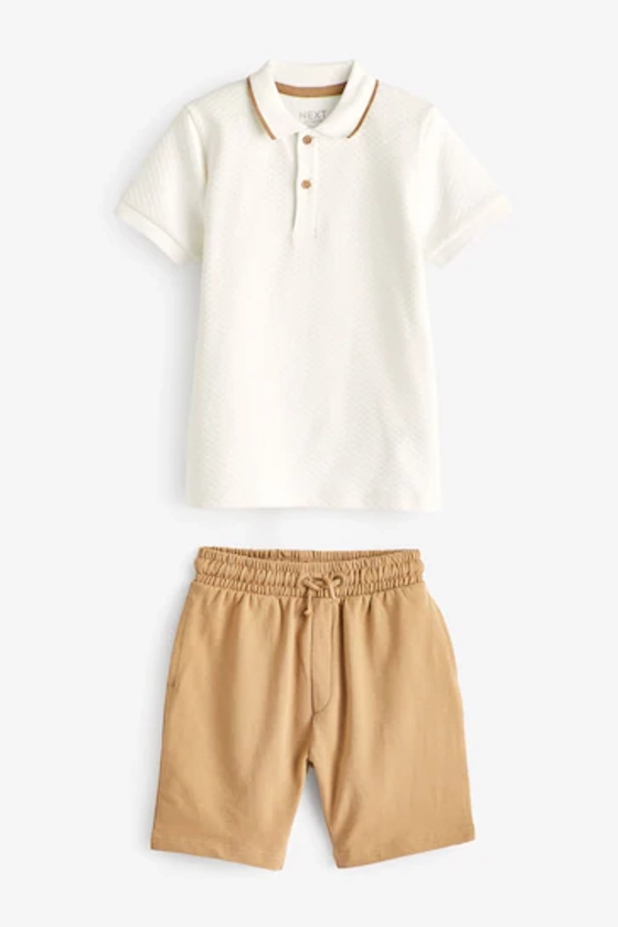 Neutral Short Sleeve Polo and Shorts Set (3mths-7yrs)