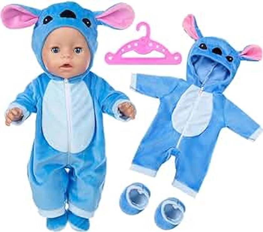 Baby Doll Clothes for 14-18 Inch Baby Doll 35-45 cm Baby Doll, Baby Doll Accessories Clothes with Hhanger and Shoes, Born Baby Doll Clothes, Gift for Kids Friends Girls Birthday, Blue