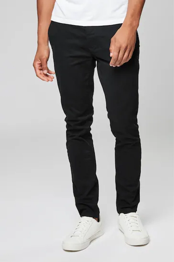 Black Skinny Fit Stretch Chinos Trousers
