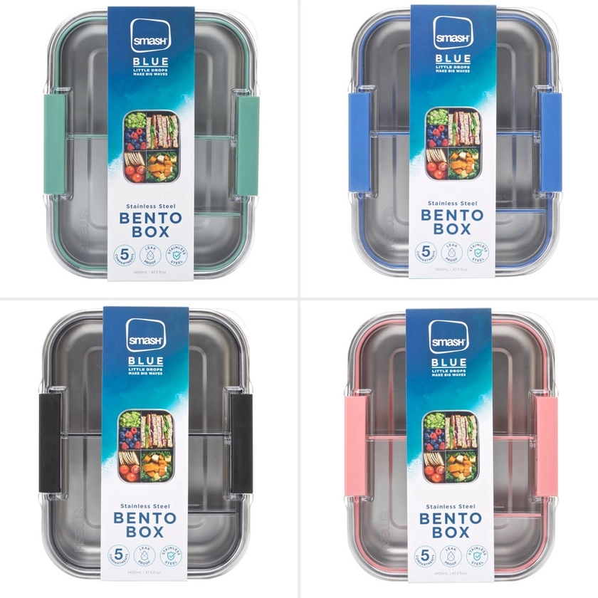 Smash Blue Stainless Steel Bento 5 Compartment Lunch Box - Assorted*