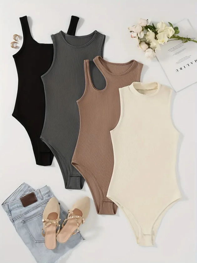 4 Bodysuit Mouwloze Bodysuit - Temu Belgium