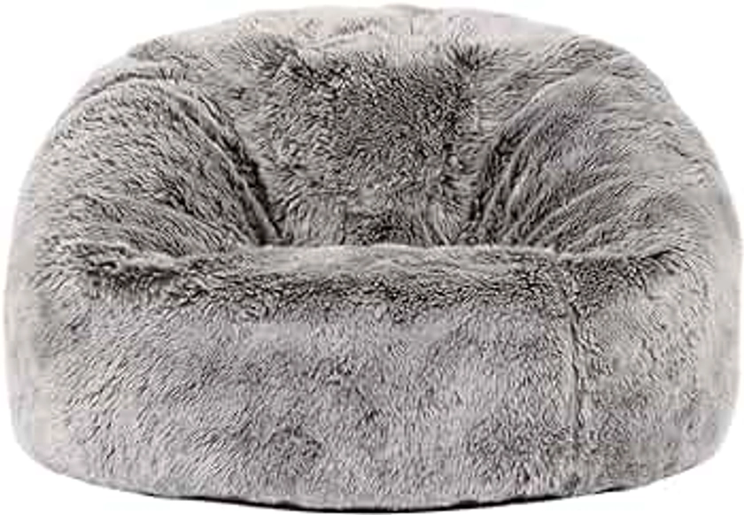 icon Kids Faux Fur Bean Bag Chair, Arctic Wolf Grey, Large Bean Bag Chairs for Kids, Fluffy Bean Bags, Kids Bean Bags for Girls and Boys, Nursery Decor Bedroom Accessories