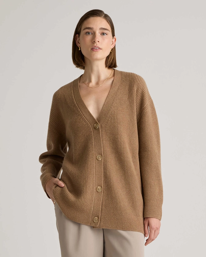 Mongolian Cashmere Oversized Boyfriend Cardigan Sweater