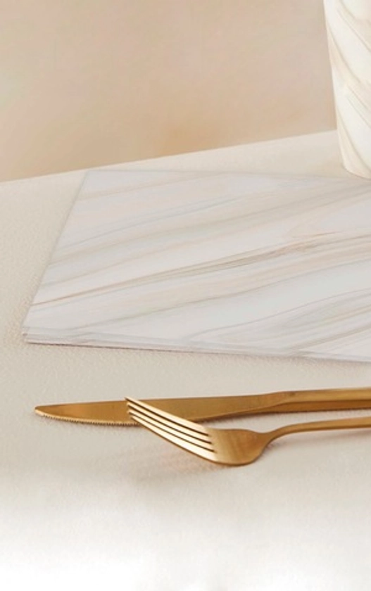 Ginger Ray Brown Marble Print Paper Napkins