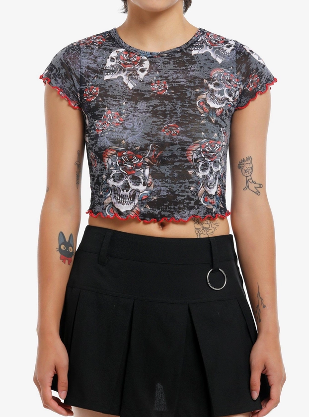 Social Collision Tattoo Skull Roses Girls Burnout Baby T-Shirt