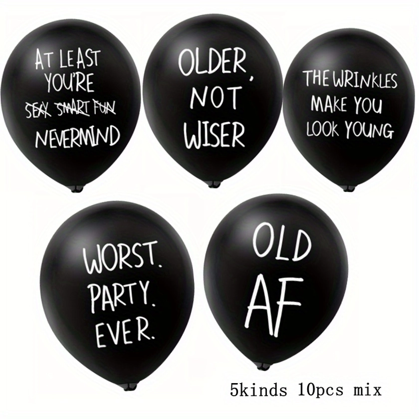 10pcs, 30.48cm Funny Old Age Birthday Party Balloons Cute Offensive Latex Balloons For Adults Funny Birthday Single Party Decoration