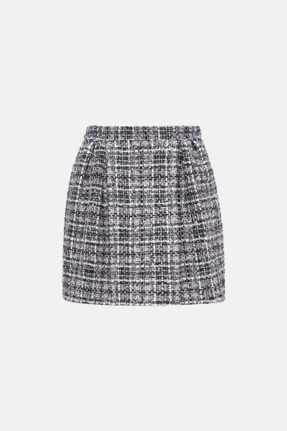 CHECKED LUREX TWEED MINI SKIRT WITH POCKETS