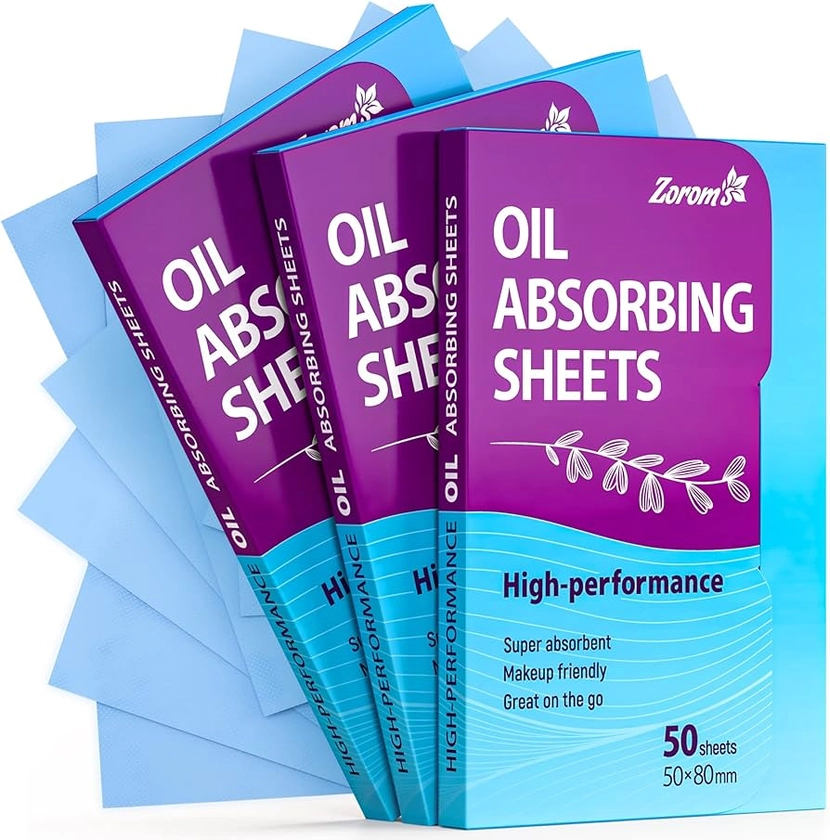 Premium Oil Absorbing Sheets for Face - 3 pack (150 sheets) - Makeup Friendly Oil Blotting Sheets for Face - Blotting Papers for Face with Oily Skin