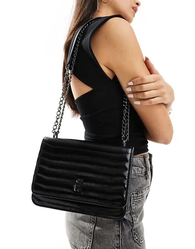 River Island quilted crossbody bag in black