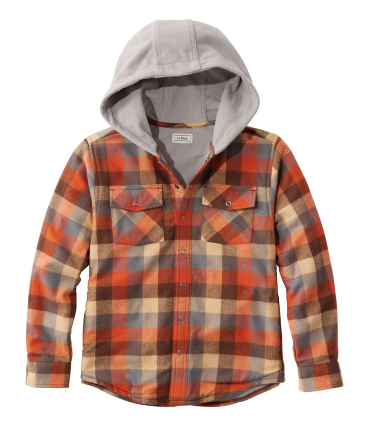 Kids' Fleece-Lined Flannel Shirt, Hooded Plaid | Tops at L.L.Bean
