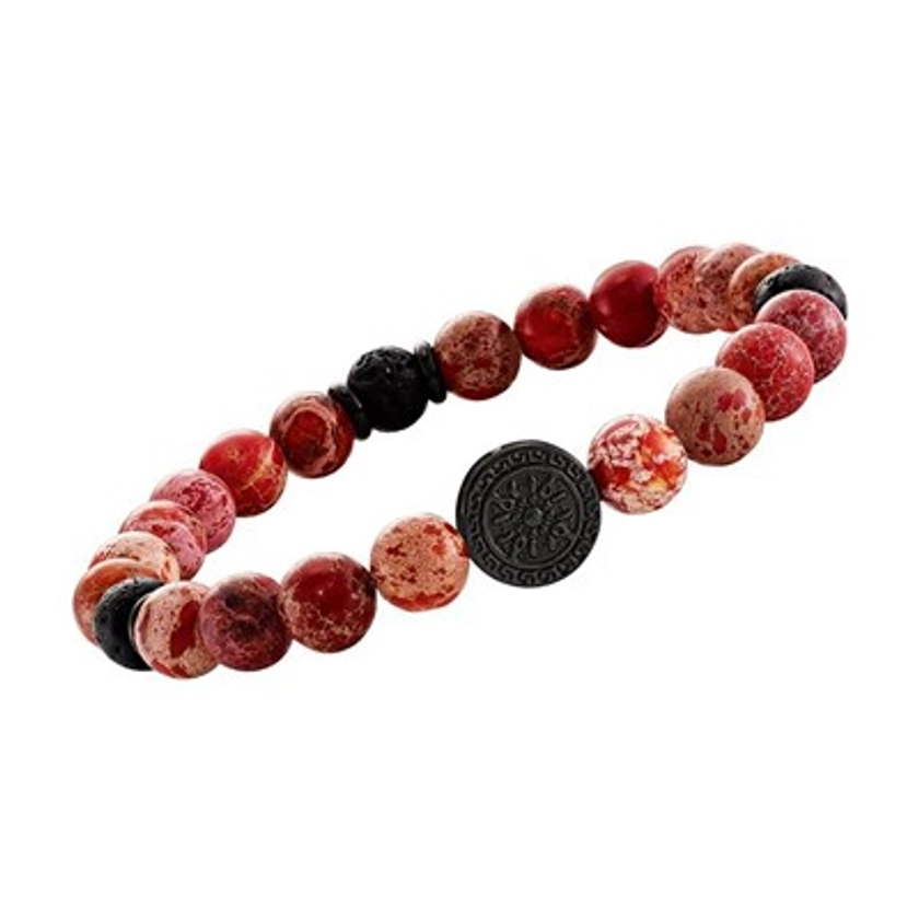 Bracelet homme Jourdan Yasur perles naturelles rouge | MATY