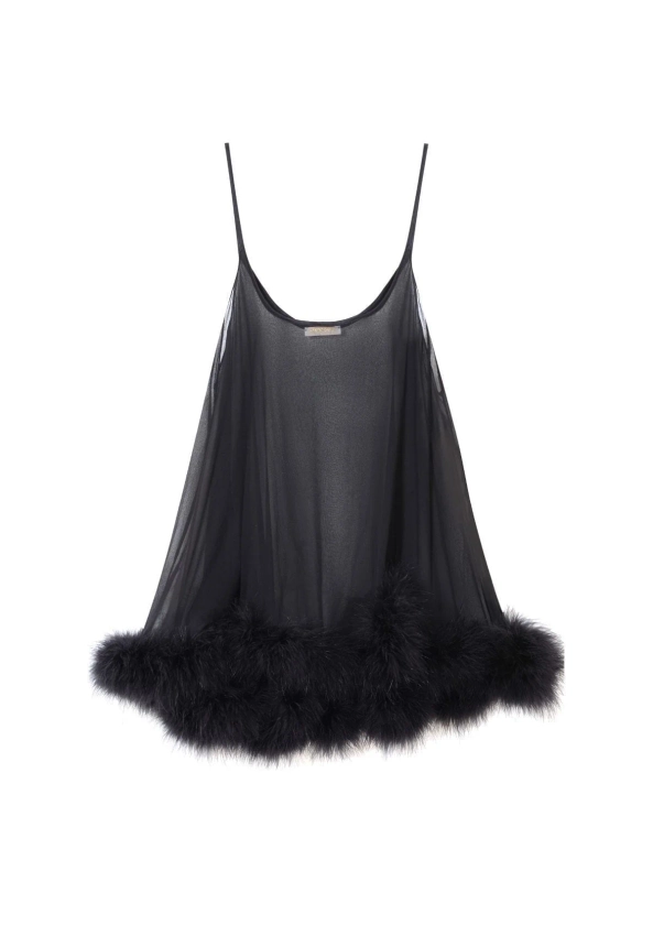 Diana Silk and Marabou Feather Babydoll