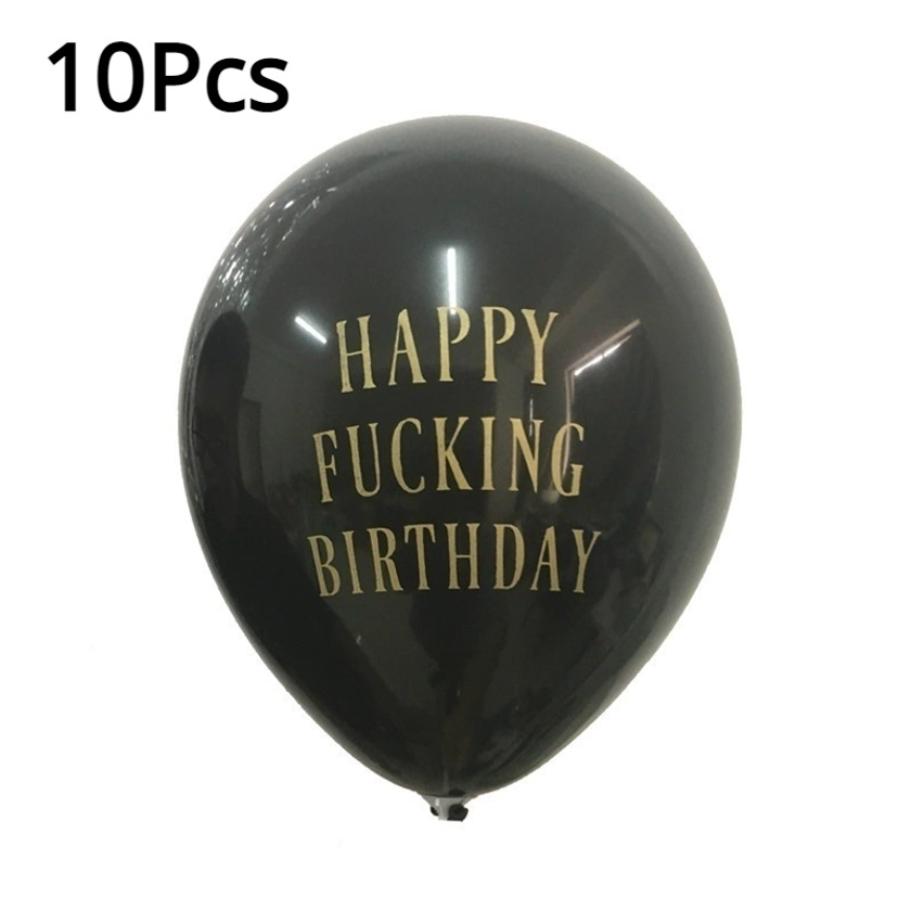 10pcs Birthday Black Balloons Letters Printed Balloons Birthday Party Decoration