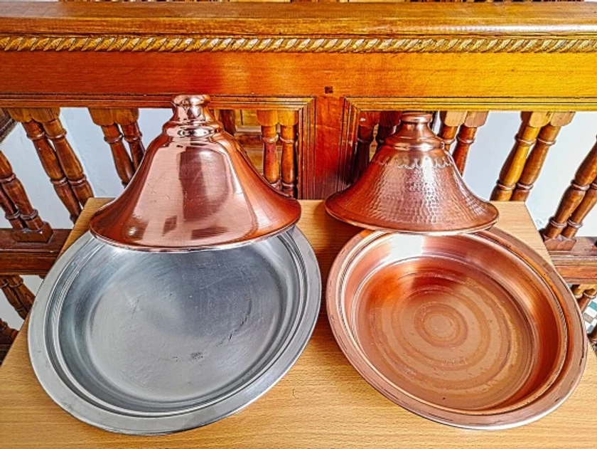 Moroccan tajines, arabic tajines, copper tajines, vintage copper tajines,artisanal tajines,Authentic,Kitchen Decor,Brass Pot
