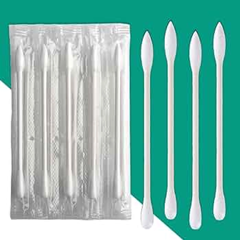 200 Pack Cotton Swab Individually Wrapped, Individually Wrapped Double Tipped Cotton Swabs Paper Sticks Cotton Buds(White, Round/Pointed End)