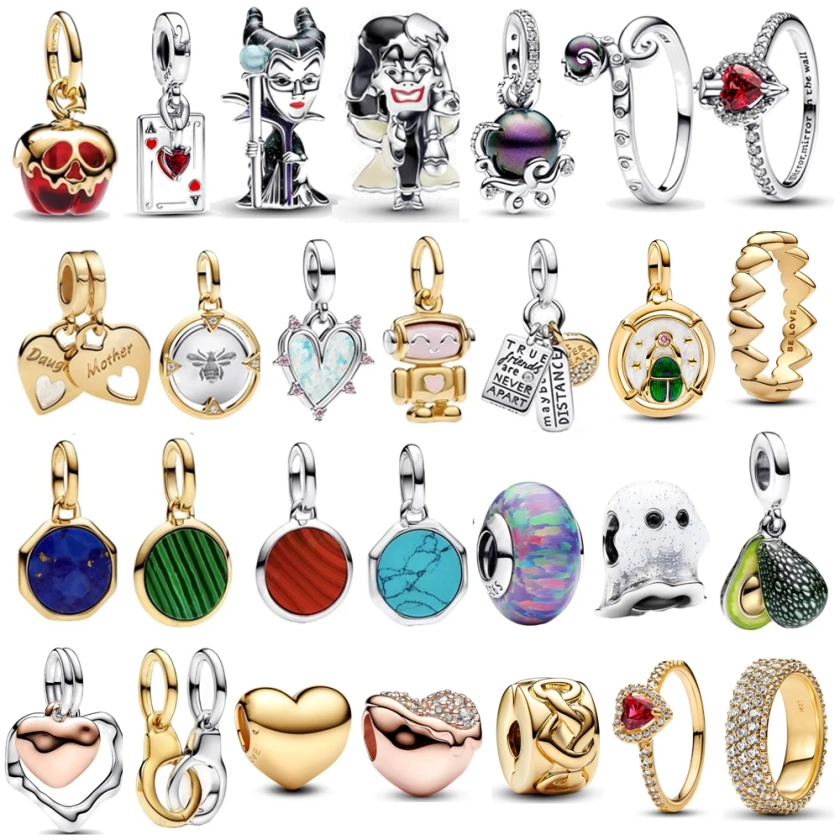 Disney-abalorios de plata de ley 2024 100% para mujer, Charms de bruja y esqueleto de Halloween, compatibles con pulsera Pandora Original, joyería artesanal, regalos, 925 - AliExpress