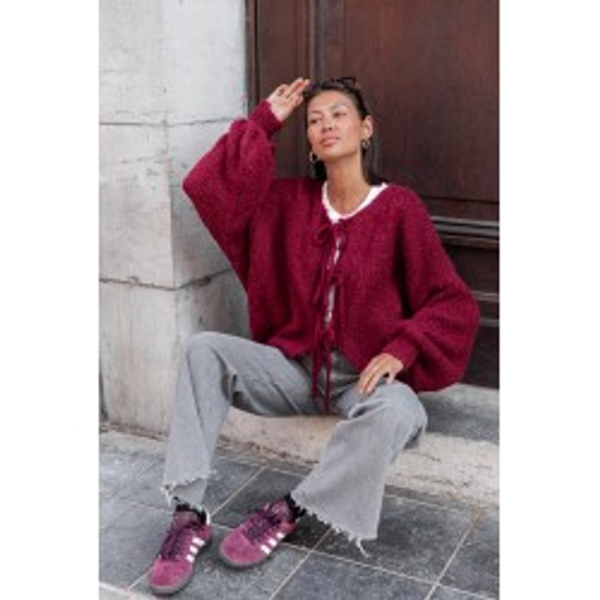 FERGUIE Bordeaux - Pull À Nouer oversize femme