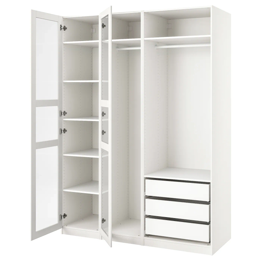PAX / TYSSEDAL armoire-penderie, blanc/verre blanc, 175x58x236 cm - IKEA