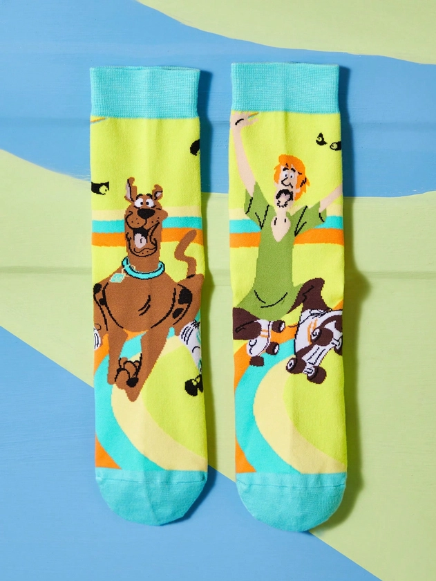 SCOOBY-DOO X SHEIN Men's Cartoon Animal Pattern Mid-calf Socks