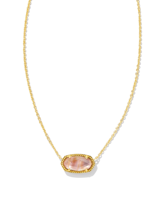 Elisa Gold Pendant Necklace in Light Pink Iridescent Abalone | Kendra Scott