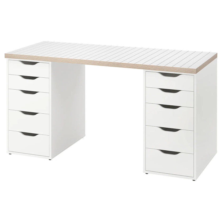 LAGKAPTEN / ALEX desk, white anthracite/white, 140x60 cm - IKEA