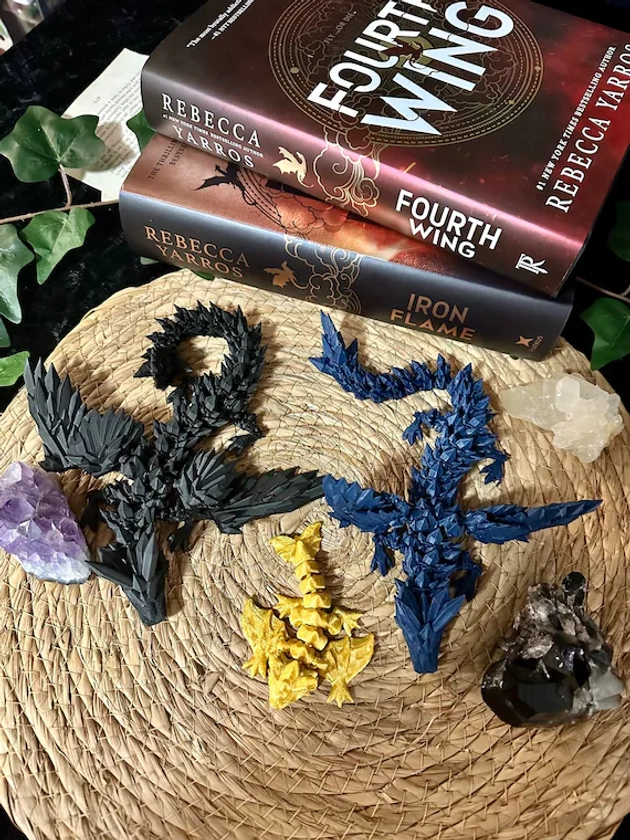 Black, Golden & Blue Dragon Figures (small) | 3D Print Articulating Dragons | Bookshelf Decor | TikTok