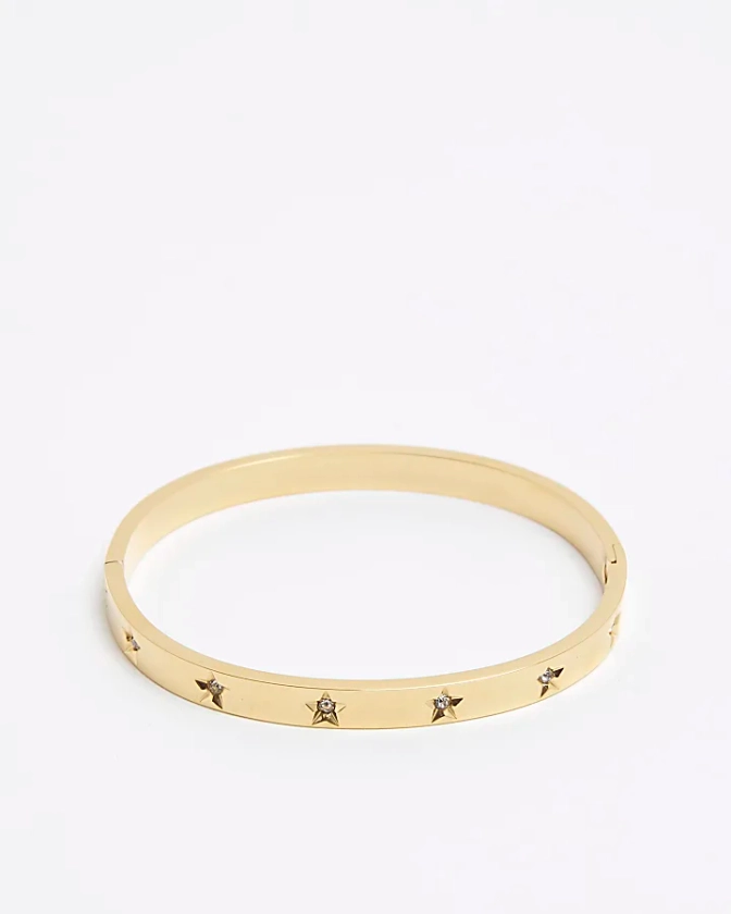 Gold Star Bangle Bracelet | River Island