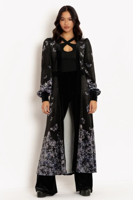 Death's Head Hawkmoth Velvet Maxi Jacket - Limited