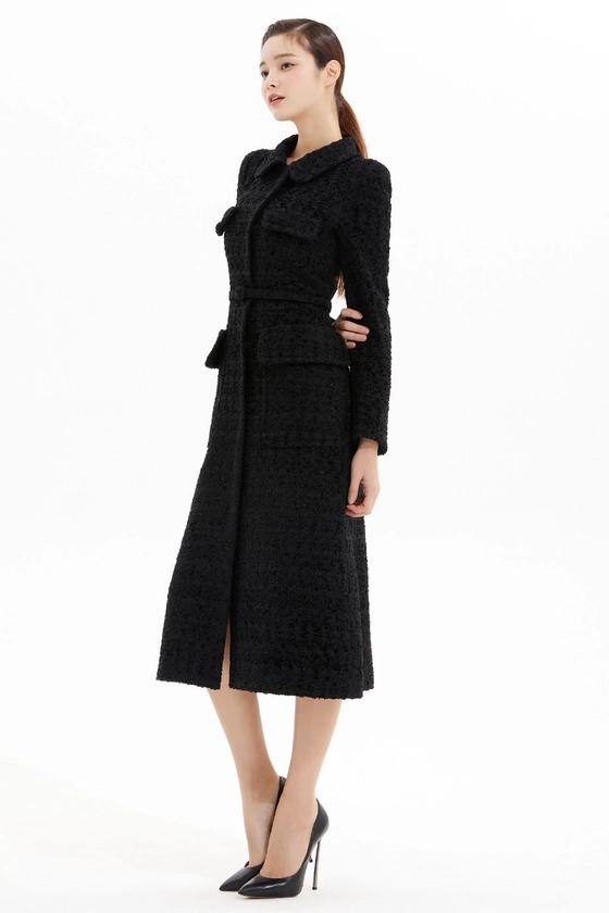 TWEED ROUND COLLAR SLIM LINE COAT