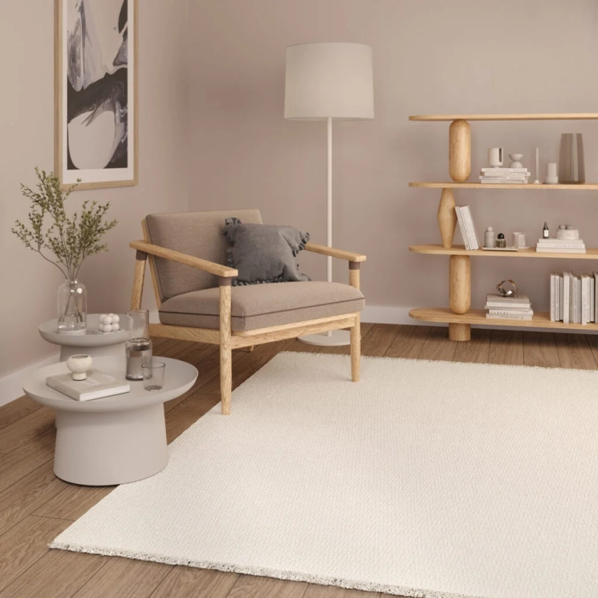 Tapis Agra Crème Moderne à Franges - Tapiso