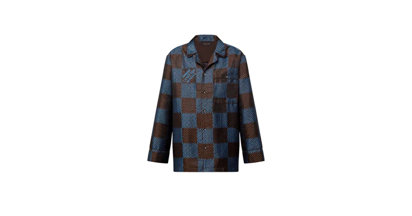 Les collections de Louis Vuitton : Chemise de pyjama Damier manches longues en soie