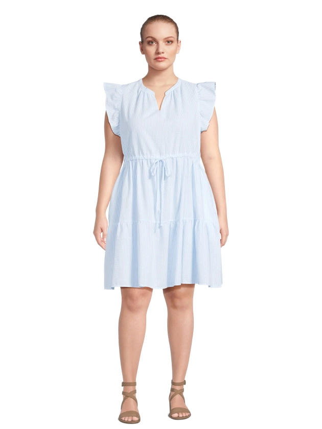 Time and Tru Women's Mini Dress with Flutter Sleeves, Sizes XS-4X - Walmart.com