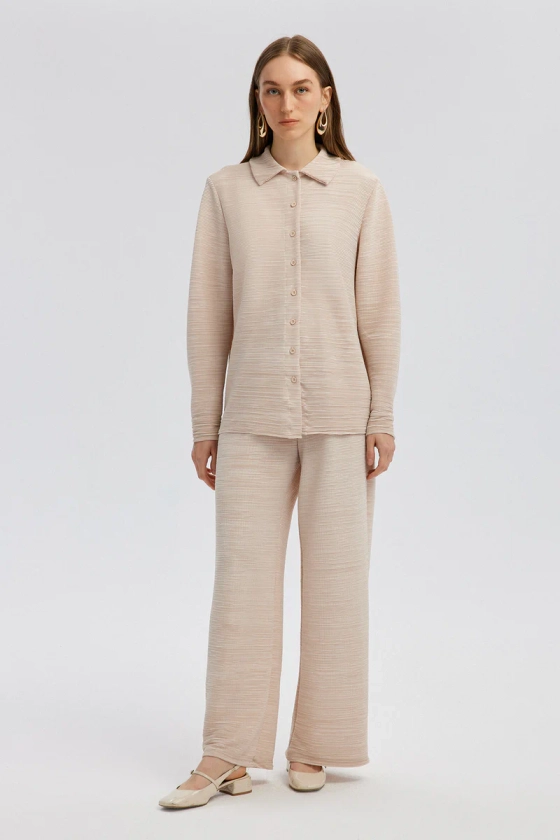 PLEATED SHIRT TROUSERS SET