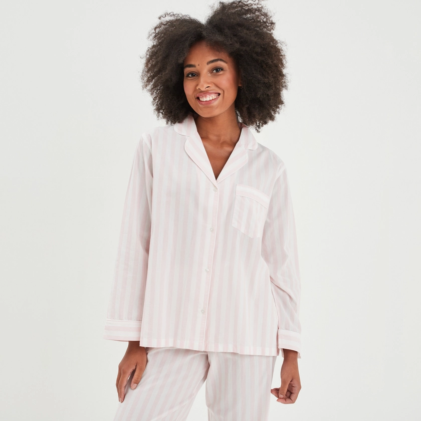 Ensemble pyjama pantalon chemise coton ecru femme | La Halle