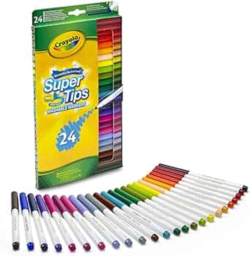 CRAYOLA - Kit de 24 Feutres Lavables, Pointe Conique pour Traits Fins et Épais - Âge Conseillé: à Partir de 3 Ans