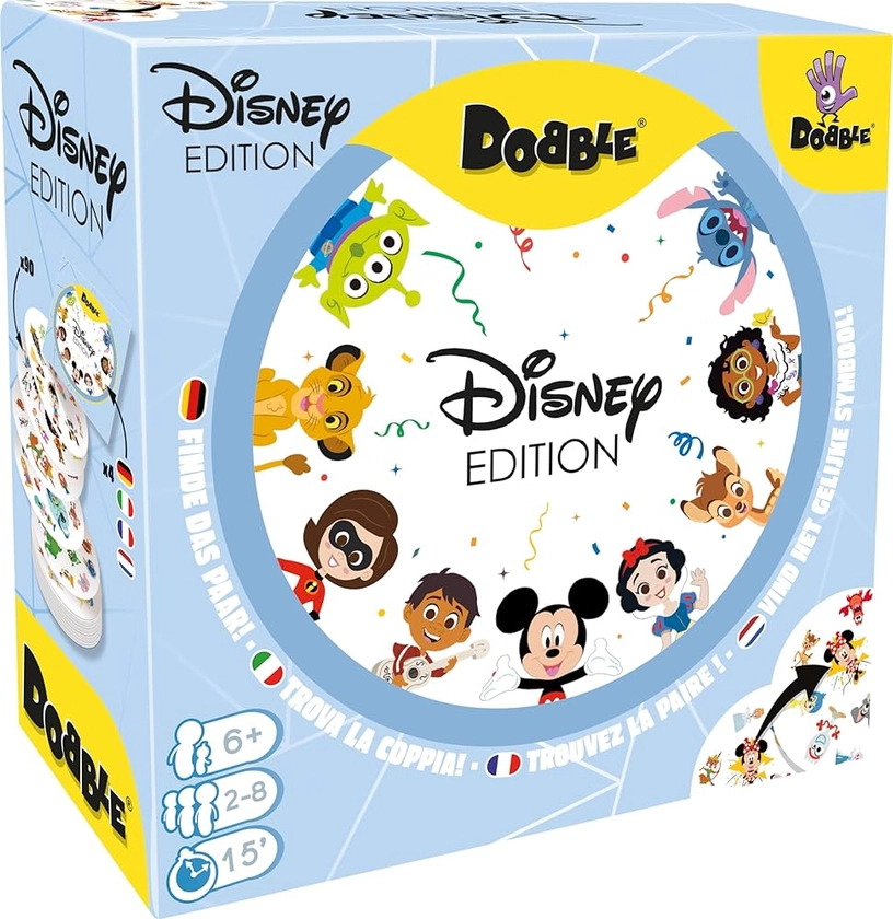 Asmodee - Dobble : Disney - Jeux de société - Jeux de cartes - Jeu de rapidité et d'observation - Jeu famille et enfants à partir de 8 ans - 2 à 8 joueurs - 15 min