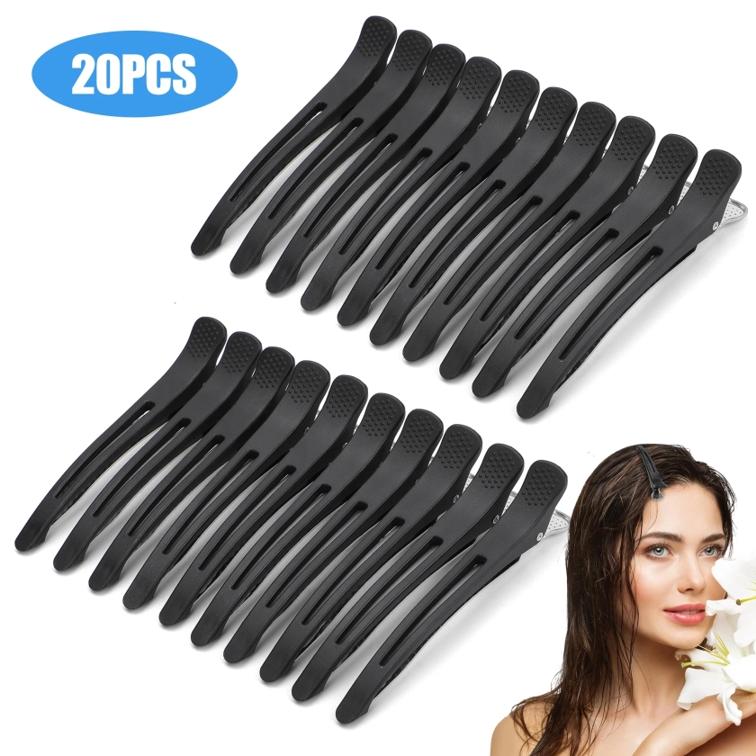 EEEkit 20pcs Hair Clips for Styling Sectioning, Non Slip Duckbill Clips with Silicone Band