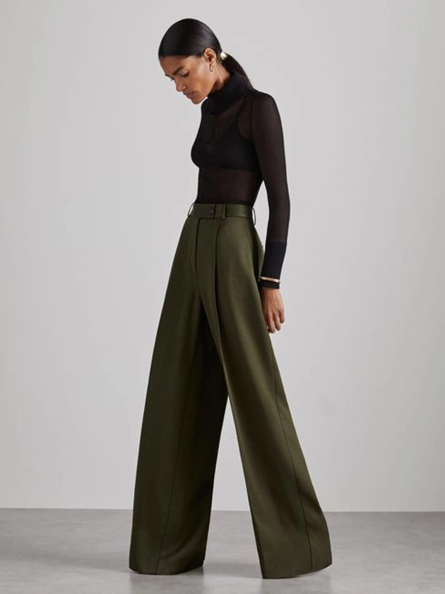 Atelier Pleated-Crepe Suit Trousers in Green - REISS