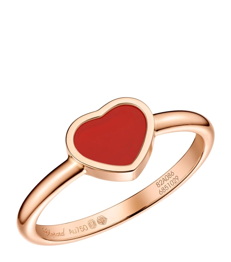 Chopard Rose Gold and Carnelian My Happy Hearts Ring | Harrods DK