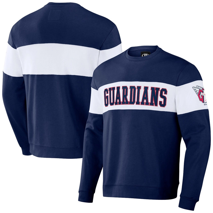 Men's Cleveland Guardians Darius Rucker Collection by Fanatics Navy Stripe Pullover Sweatshirt