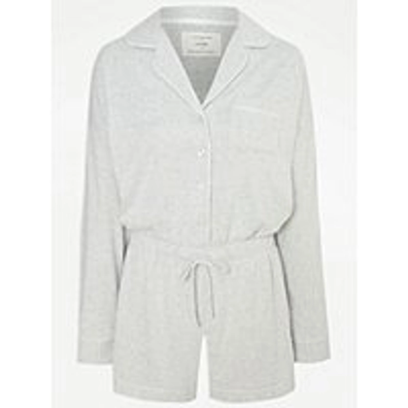 Grey Soft Knitted Shirt Lounge Playsuit | Lingerie | George at ASDA