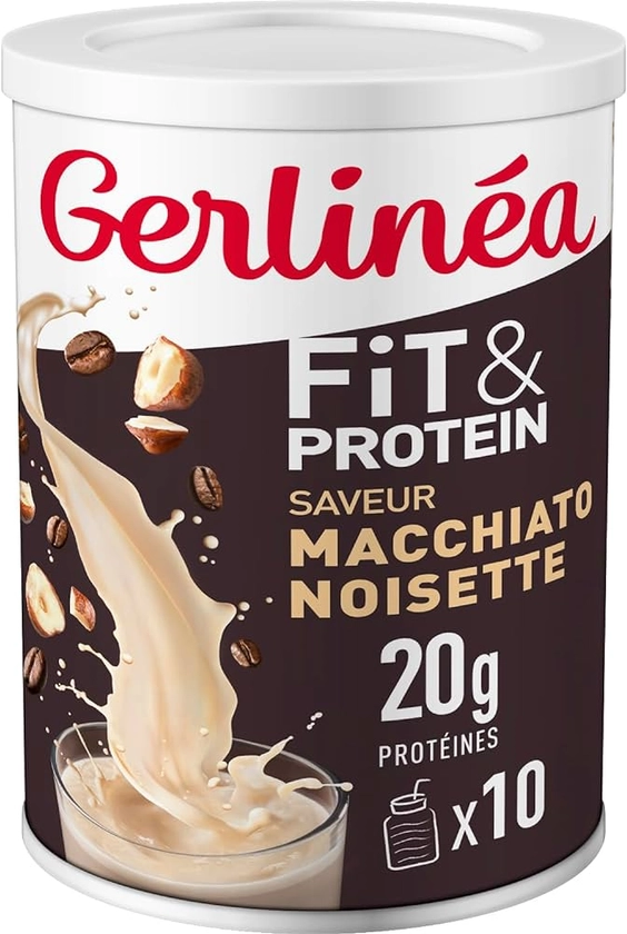 Gerlinéa Fit&Protein - Milk-shake Protéiné saveur Macchiato Noisette - Protéines Après le Sport - Whey Musculation Femme - Sans Sucres Ajoutés - 115Kcal / portion - 340 g (10 boissons) : Amazon.fr: Hygiène et Santé