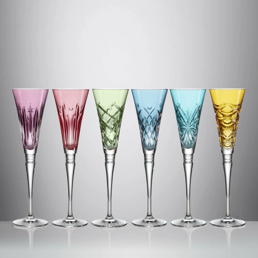 Winter Wonders Flutes, Assorted Colors, Set of 6 | Waterford